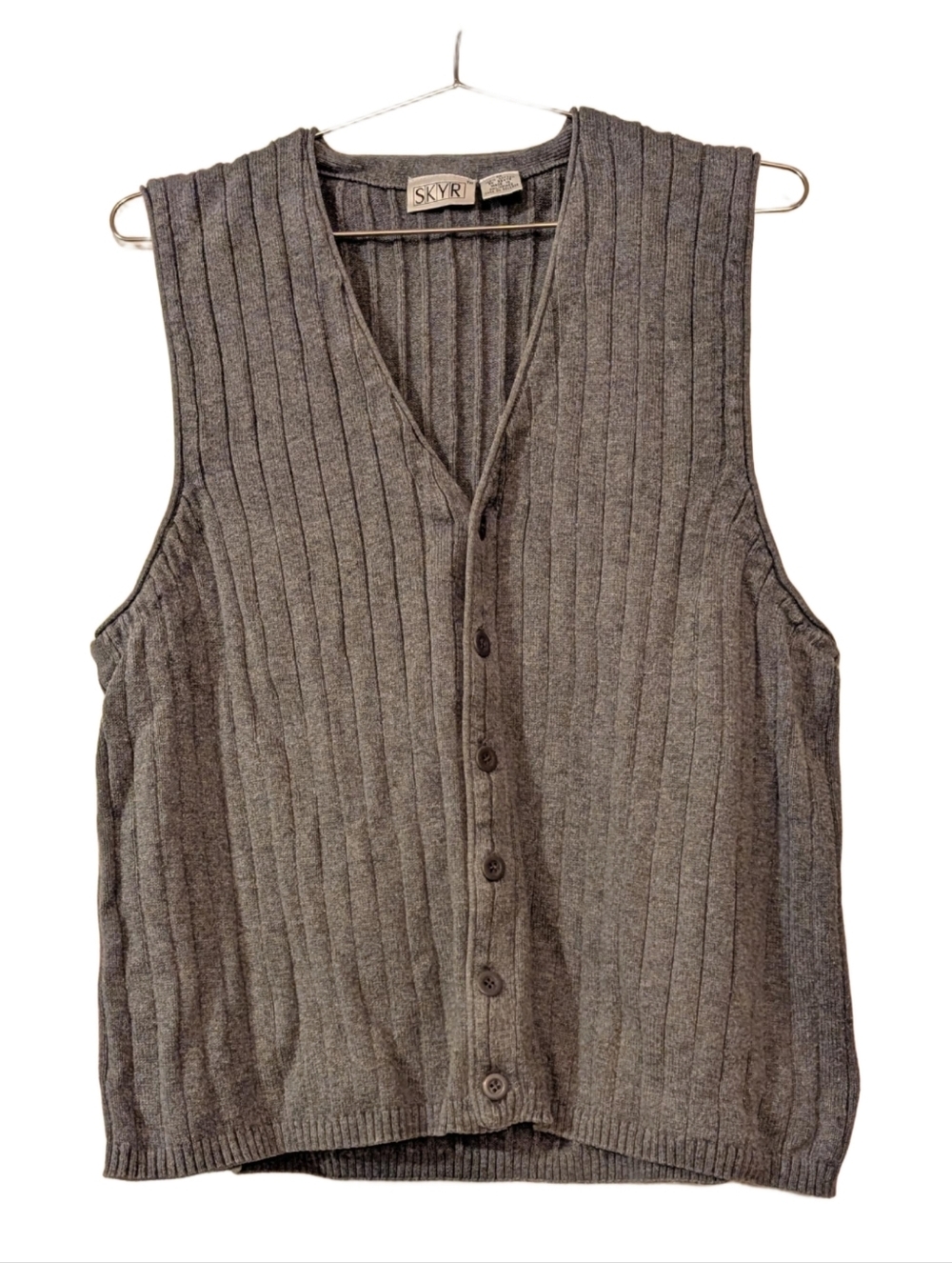 Skyr Ribbed Button-Front Knit 100% Cotton Vest